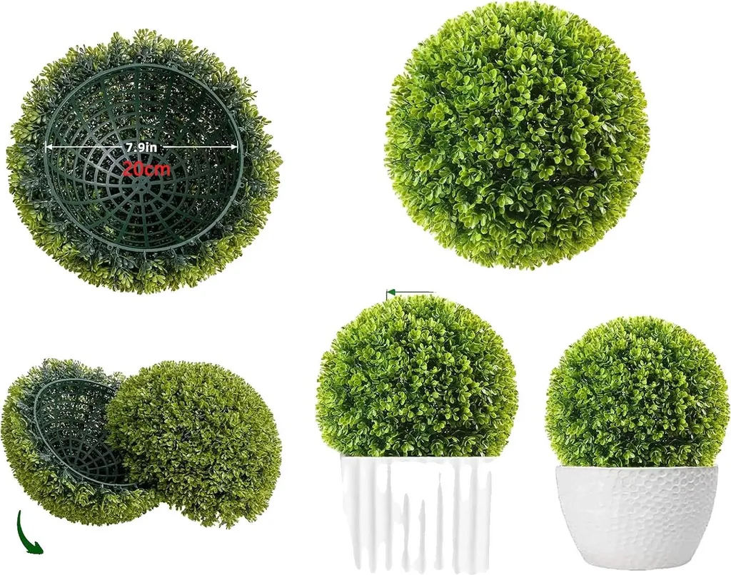 4 Piante Artificiali a Palla 30cm | Crea il tuo Angolo di Relax