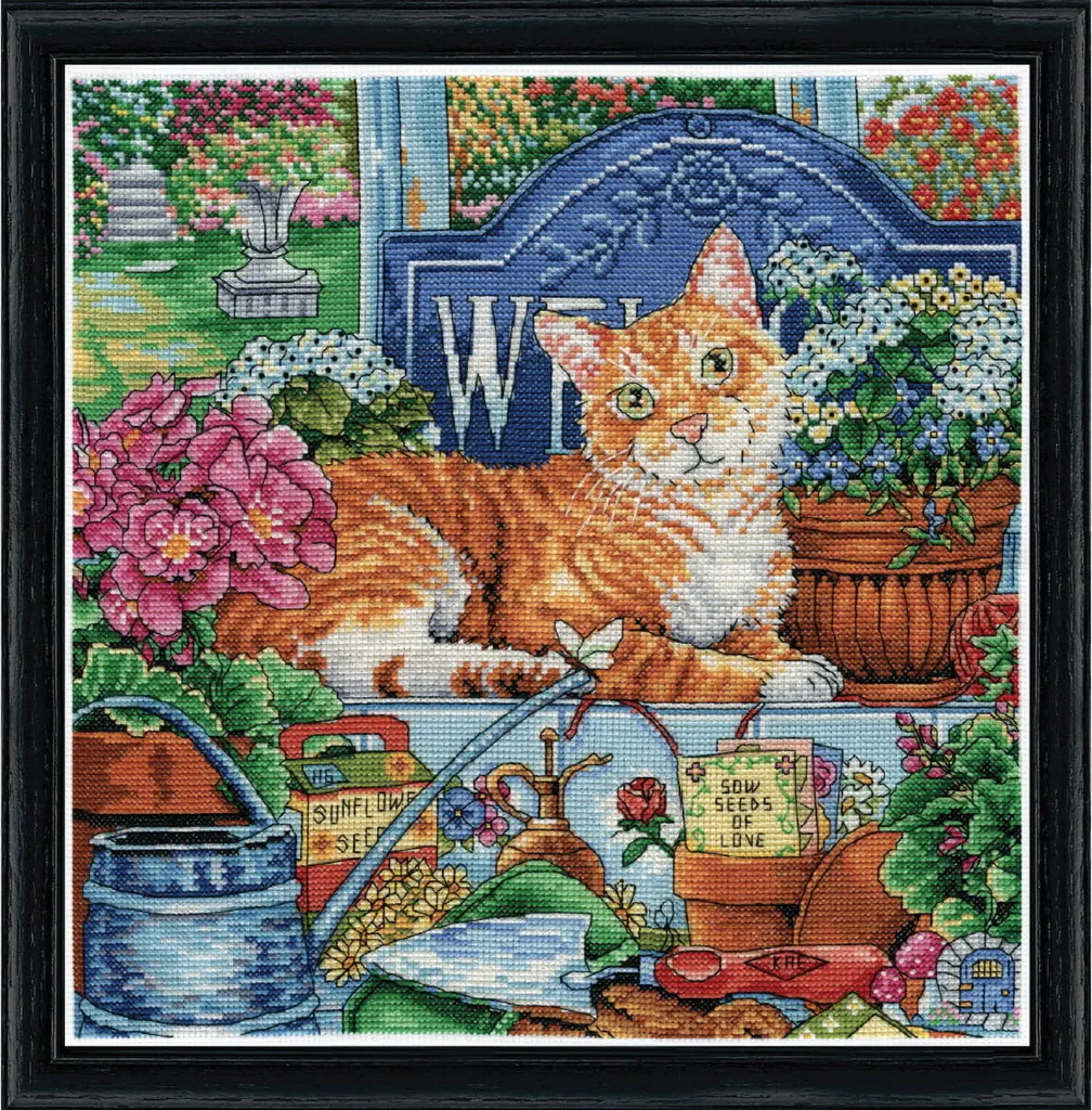 Kit Broderie Complet Welcome Cat - Finissez votre Point de Croix 30cm