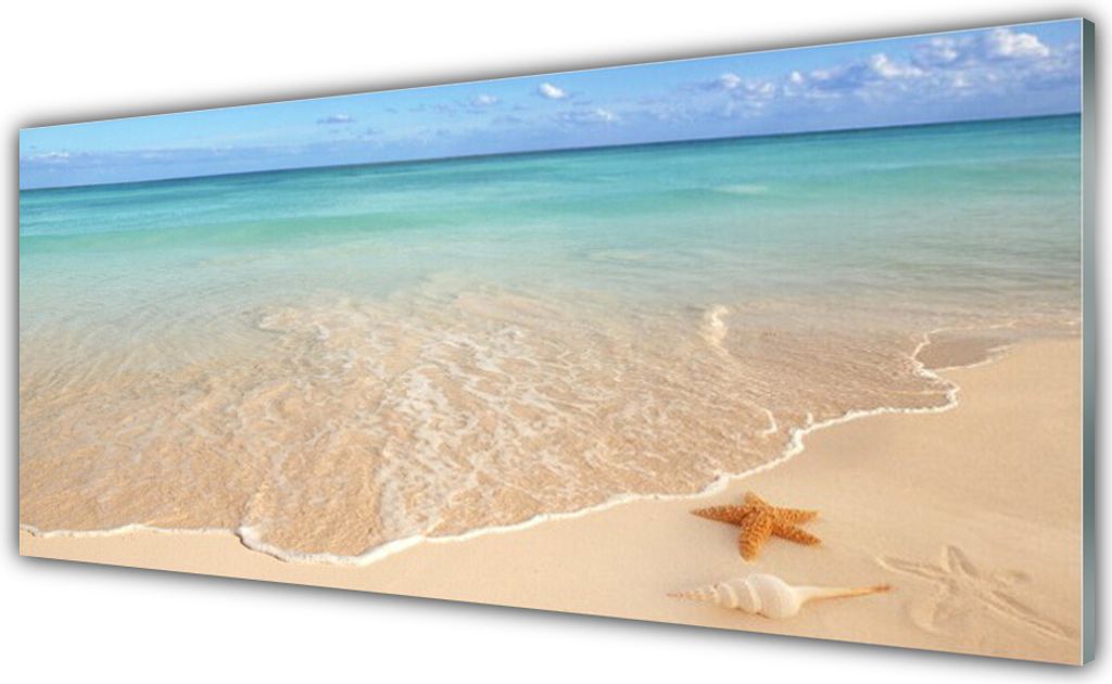 Glasbilder 125x50 Wandbild Druck auf Glas Meer Strand Seestern Landschaft