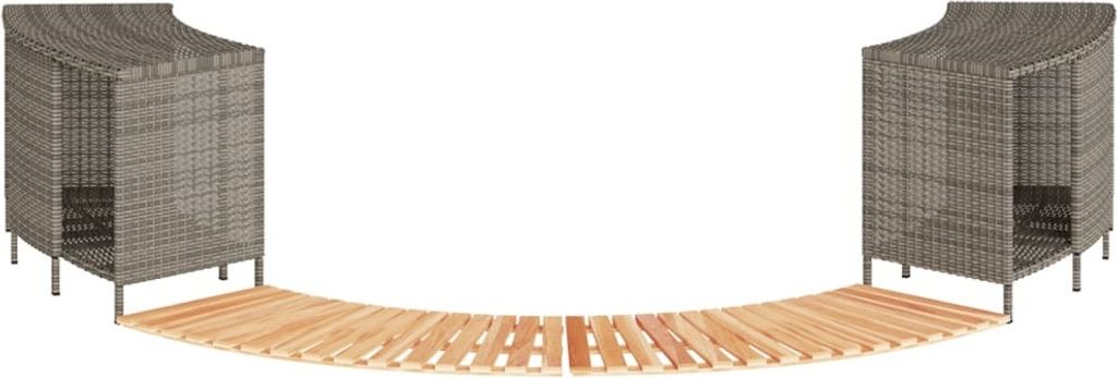 Whirlpool-Umrandung Grau Poly Rattan und Massivholz Akazie