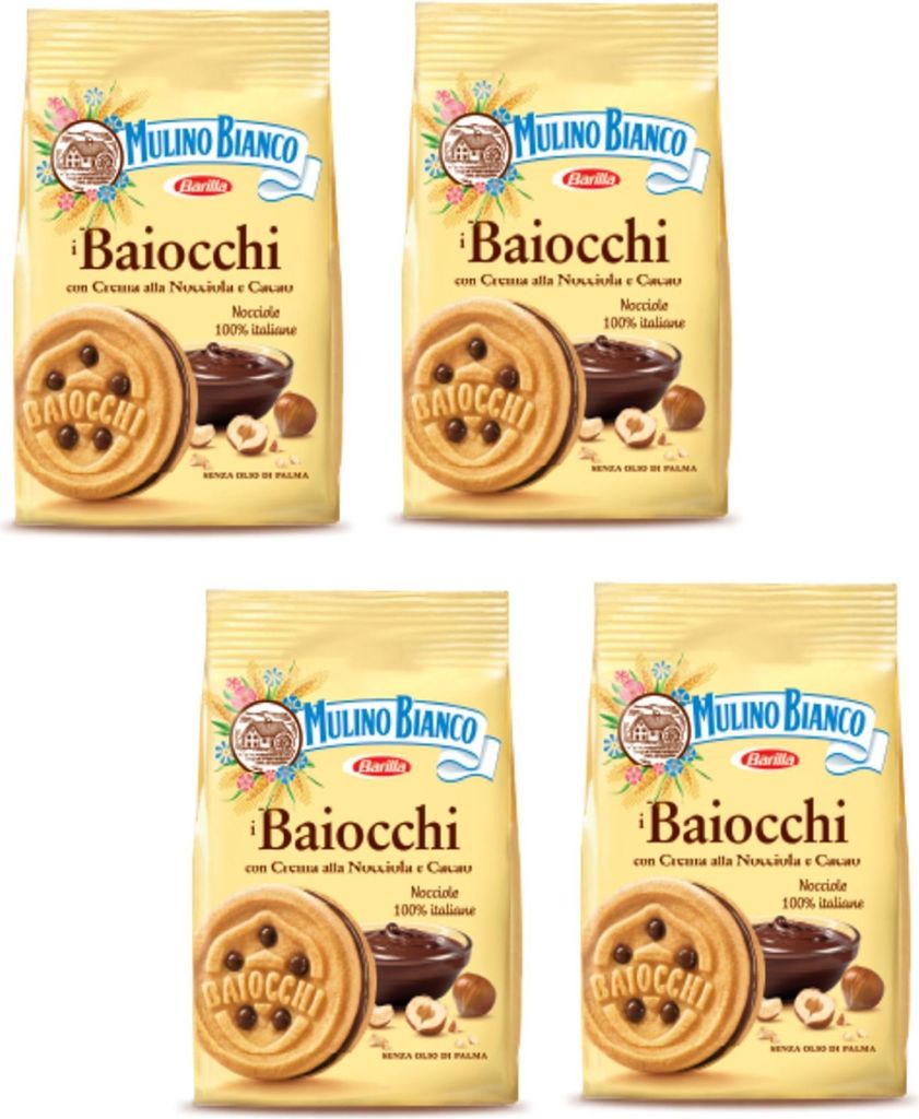 Mulino Bianco: I Baiocchi Kekse mit cremefarbener Haselnuss und Kakao, 260 g, 4 Stück