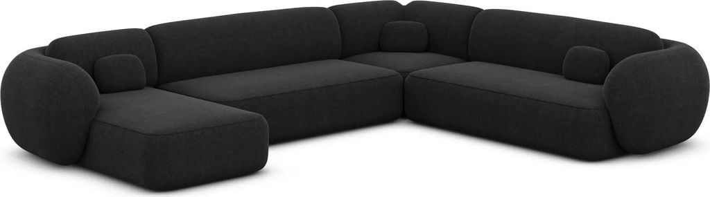 Strukturstoff U-Form XXL Wohnlandschaft Mira Schwarz Links