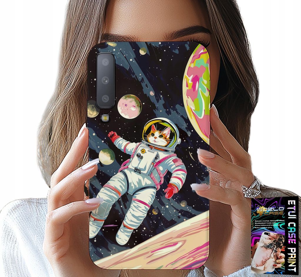 Etui Für Samsung A7 2018 - Katze Astronaut Katze Raumfahrt Etui