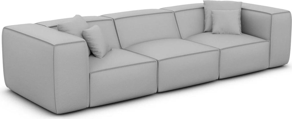 Kunstleder 4-Sitzer Couch Arelia Hellgrau