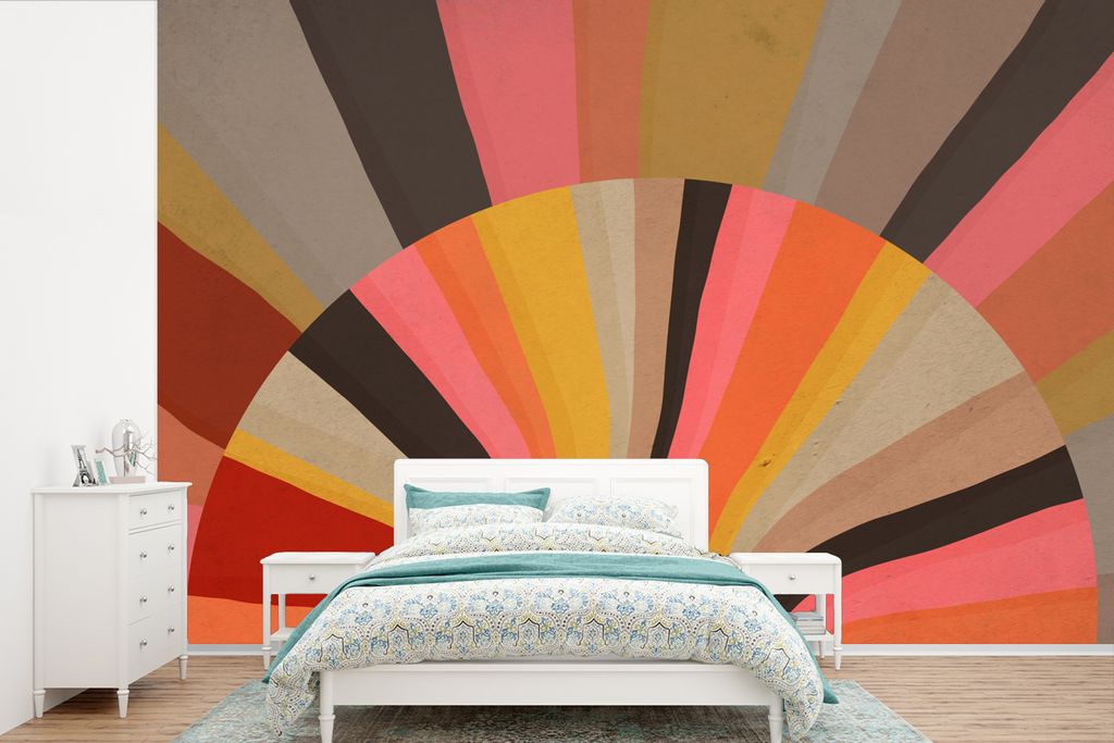 MuchoWow Fototapete für Wohnzimmer oder Schlafzimmer Wandtapete Vinyl Motivtapete Abstrakt -Kunst -Formen - 390x260 cm - Papiertapete