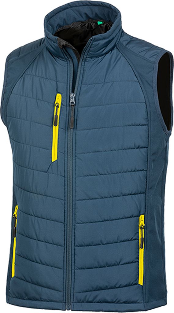 Result Herren Softshell-Weste Compass gefüttert PC3327 (4XL) (Marineblau/Gelb)
