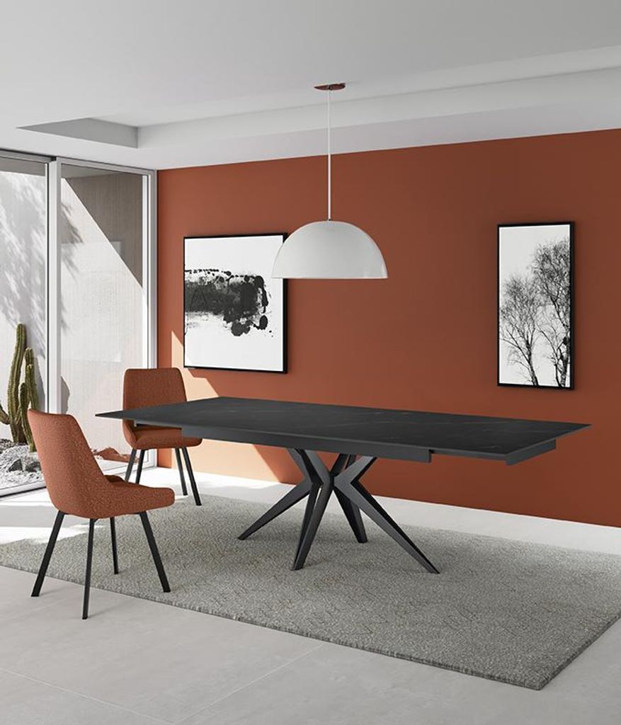 Match 2 - Ausziehbarer Tisch (160/240 x 90 cm) aus schwarzer Keramik