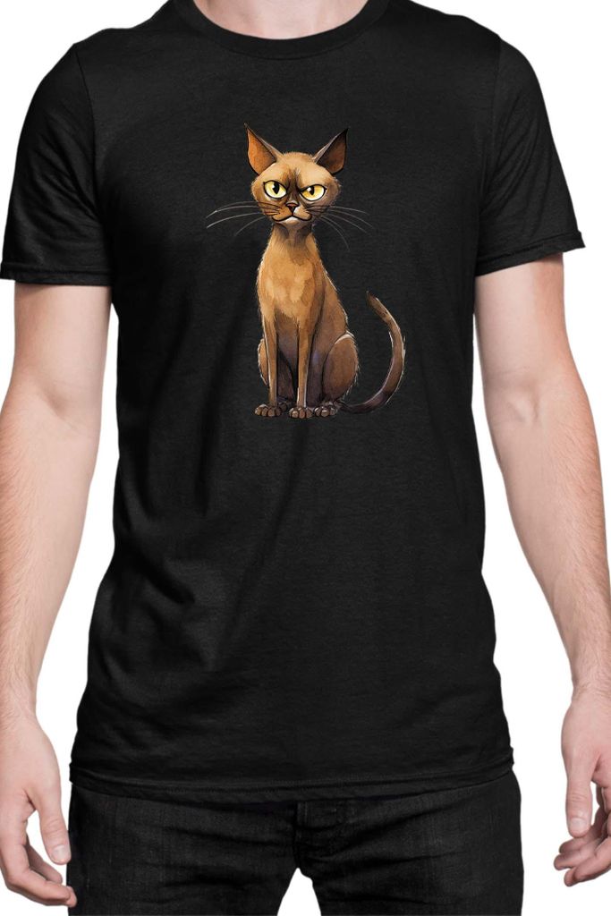 Herren T-Shirt Funny Cats Breeds Burmese Cat 019, Man S / Schwarz