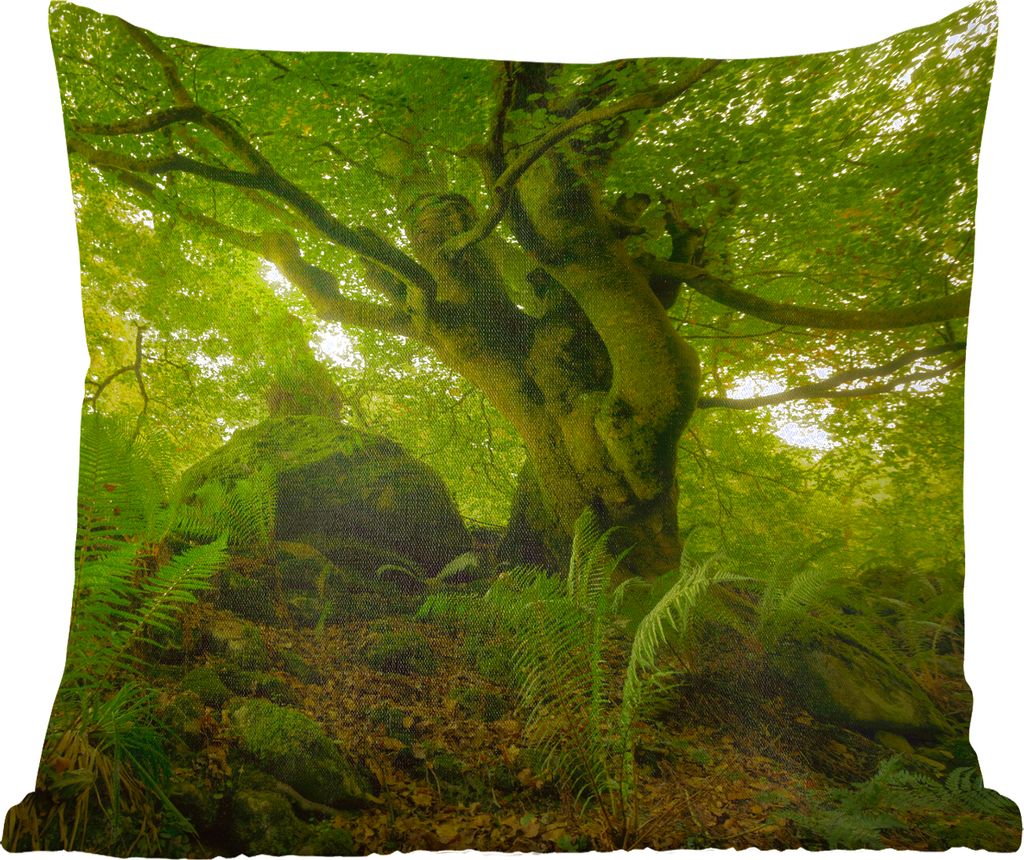 MuchoWow Zierkissen Sofakissen Wohnzimmer Dekokissen 45x45 cm Dunkelgrüner Wald - Schlafpolster - Polster für das Sofa