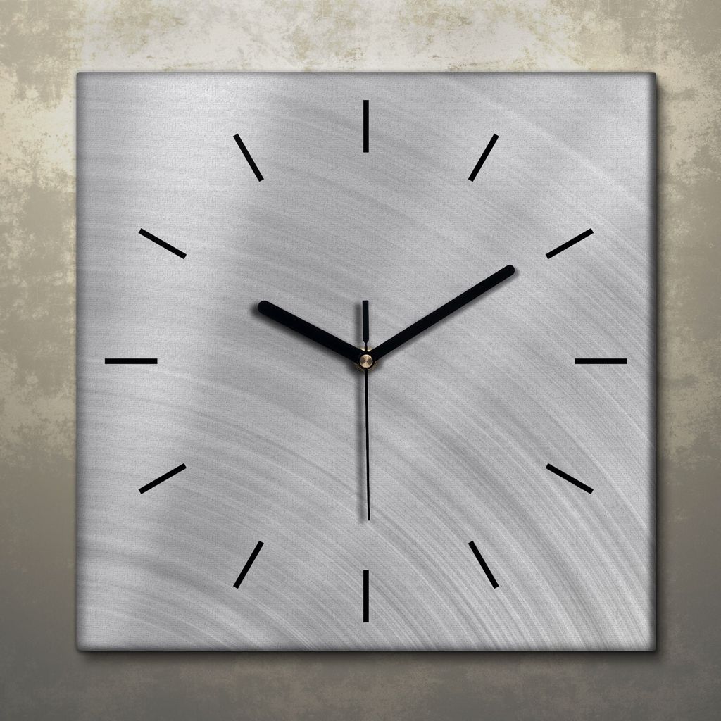 Wohnzimmer Leinwand Uhr Geräuschlos Küche 30x30 Metall, Stahl, Motive, Texture, schwarze Zeiger