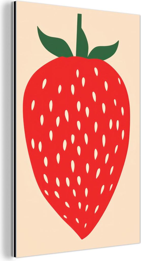 MuchoWow Wanddekoration Metall Metallbild Wandkunst 40x60 cm Erdbeere - Rot - Modern - Boho MuchoWow Aluminium Gemälde - Wanddekoration aus Aluminium