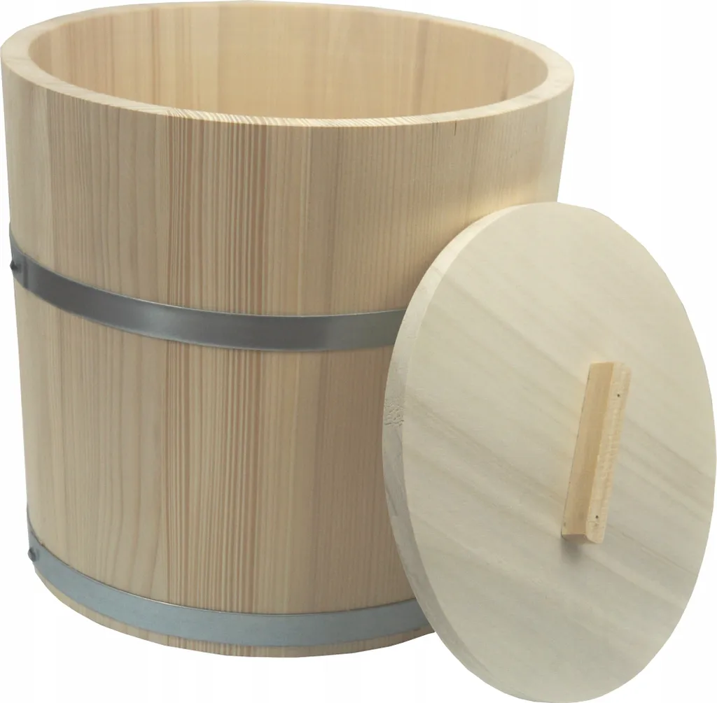 Antico Secchio per Crauti 5L | Legno Naturale e Coperchio Tradizionale