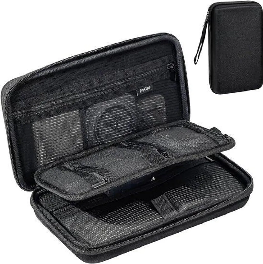 Organiseur électronique de voyage en textile noir - Format compact XL
