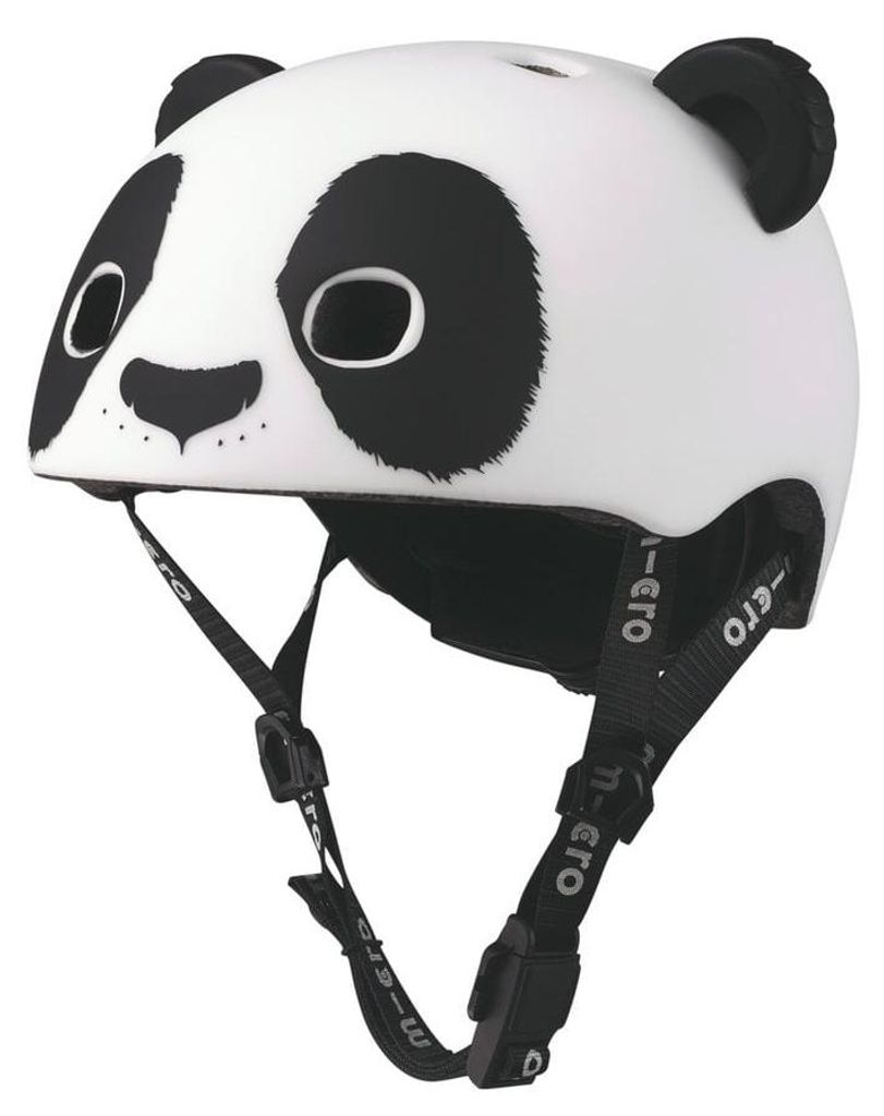 Micro Fahrradhelm 3D Panda mit LED-Licht und Produktbild 