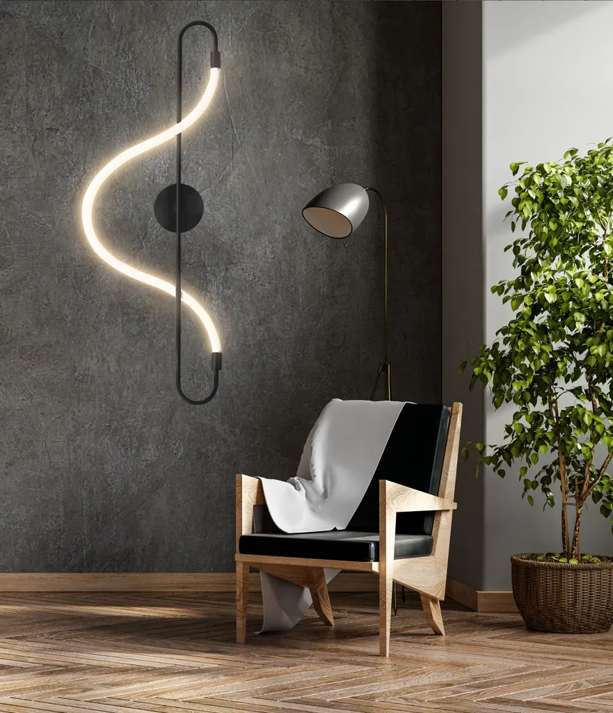Applique Murale LED Toolight APP857-W Noire Design Longue 60cm