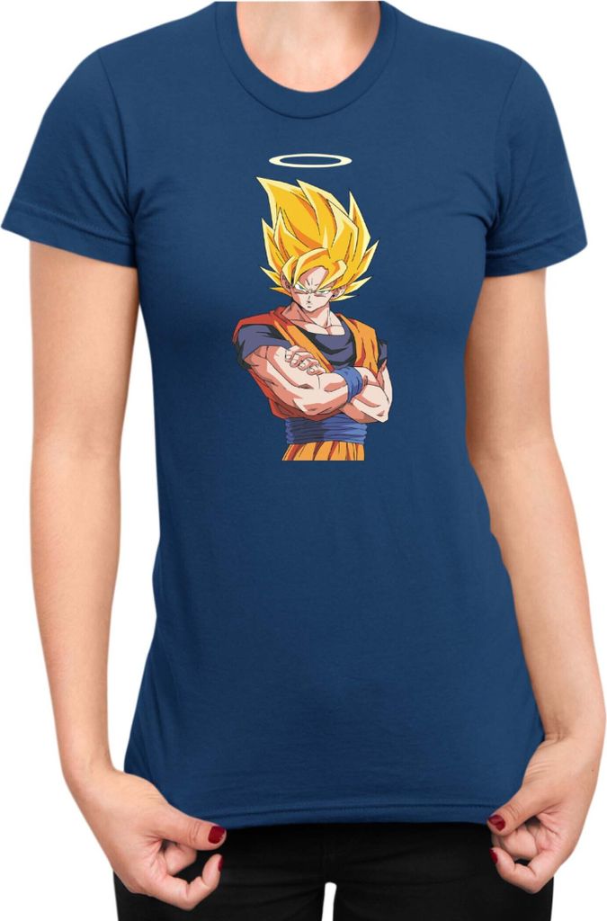 Damen T-Shirt Dragon Anime Manga Ball Z Goku 31, Lady XS / Dunkelblau