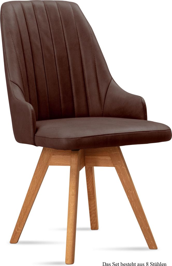 Esszimmerstuhl drehbar (8er-Set) Dotti 52x91x60 Eiche geölt/Braun