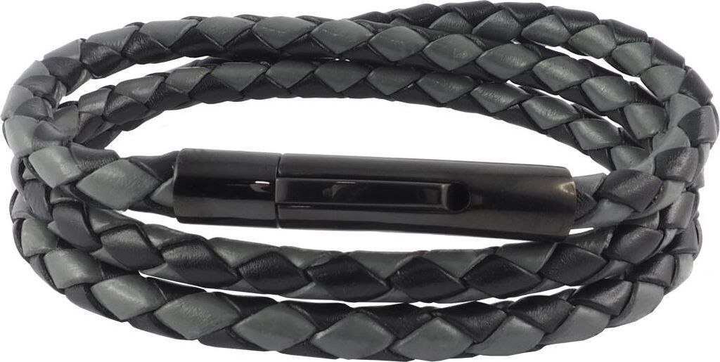 Lederkette Lederband Herren Halskette Schwarz Grau 17-100 Produktbild 