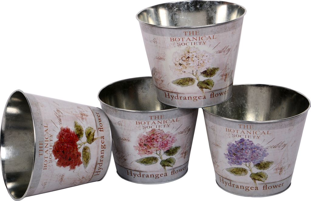 UNUS® Blumentopf Zink 4er Set  Übertopf Pflanztopf Produktbild 