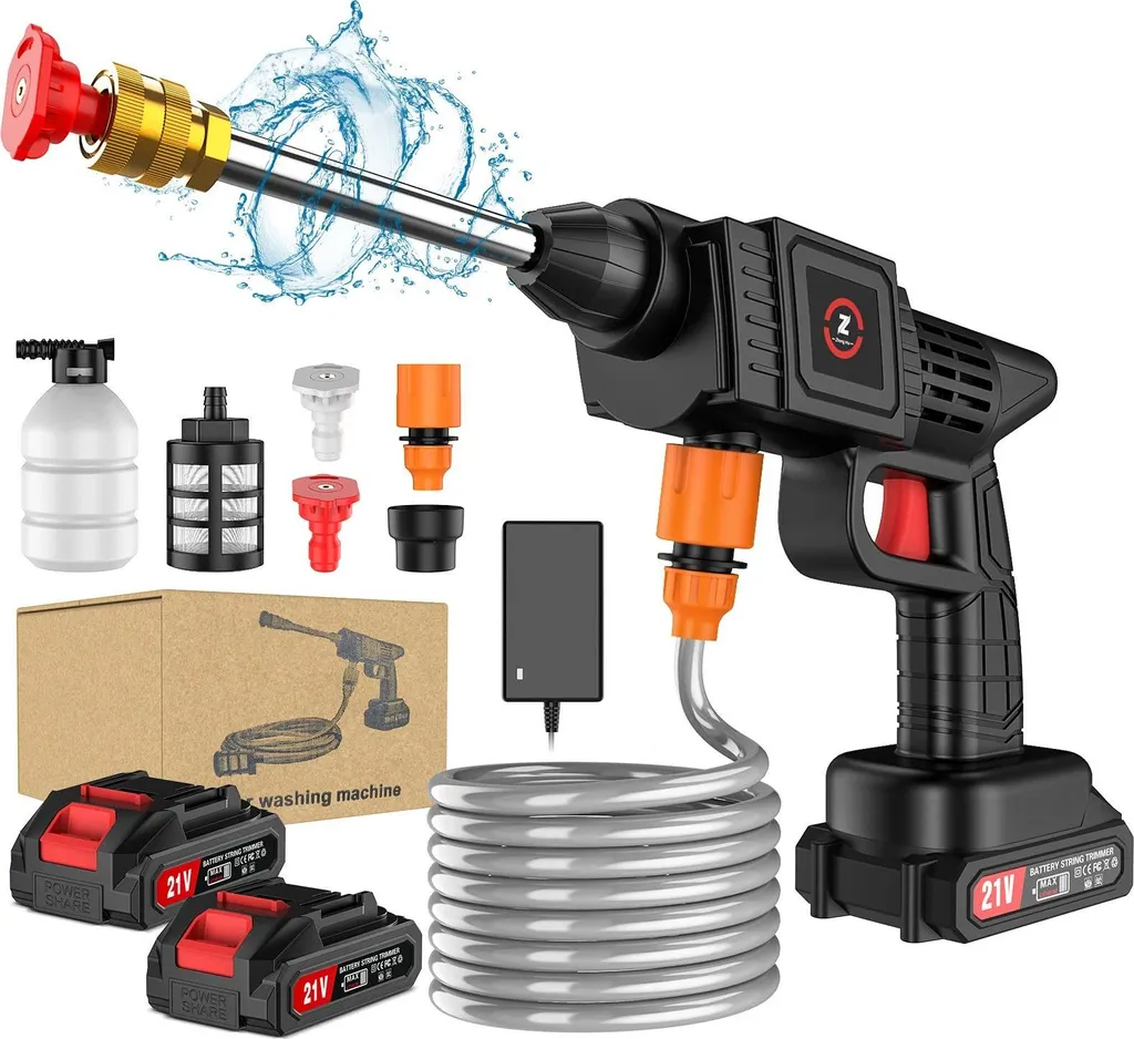 Pistolet haute pression sans fil : fini les câbles avec 2 batteries incluses