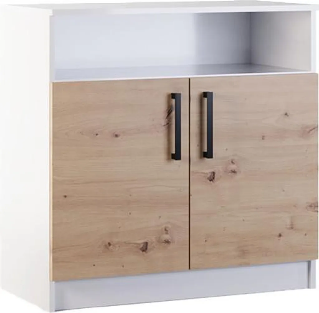 Commode Hayato 80 cm : Solution de Rangement Bois/Blanc Gain de Place