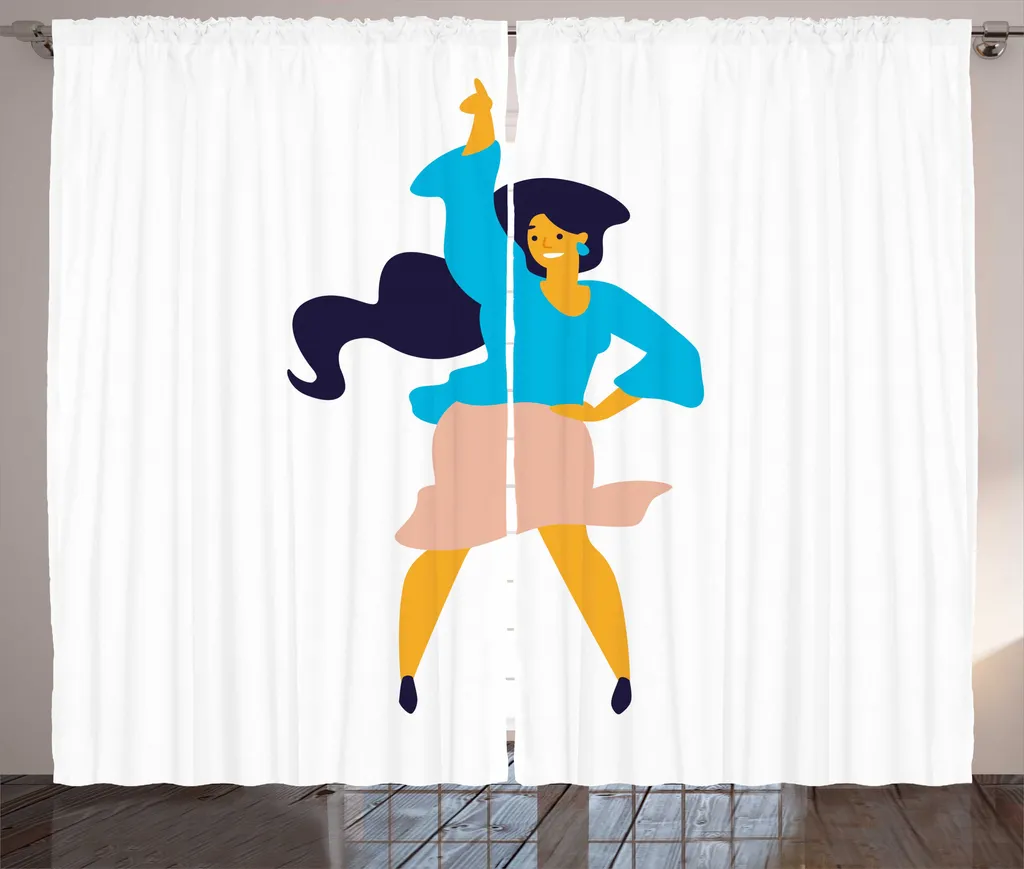 Rideaux ABAKUHAUS Rustiques Filles Dansantes 280x225cm Bleu et Pêche