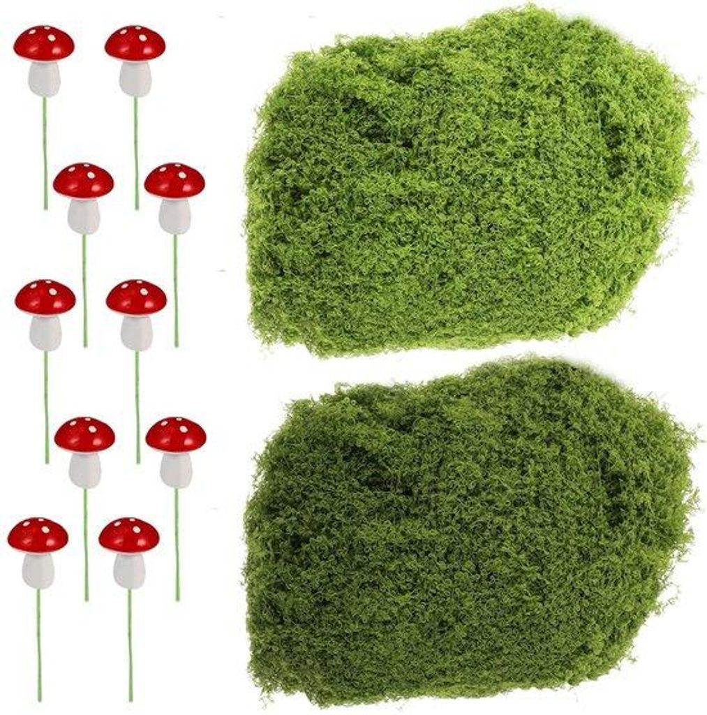 Lebendliches Kunstgras - Dekoratives Gras - Set aus 100g hellgrün und 100g dunkelgrün