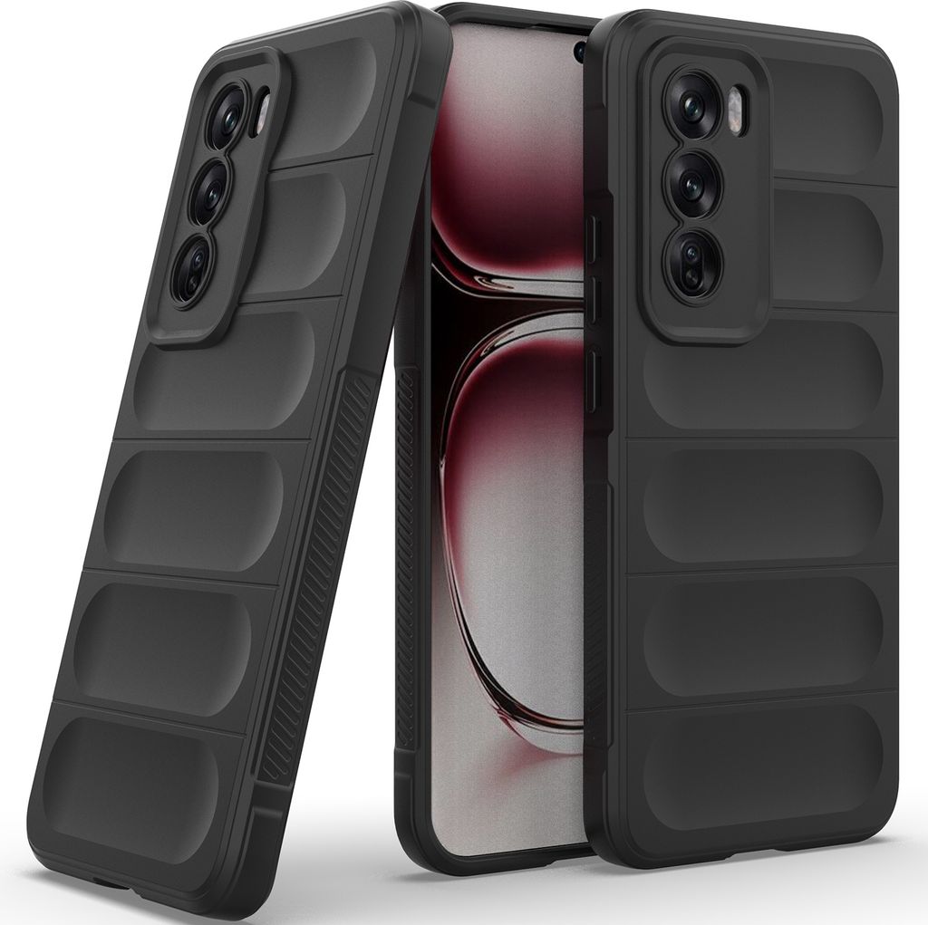 Handyhülle für Oppo Reno12 Weich TPU Silikon Stossfest Anti-rutsch Hülle Schwarz