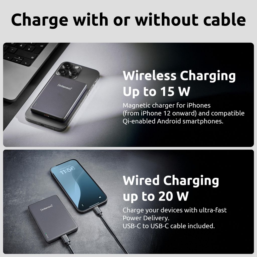Intenso Magnetic Wireless Power Bank 5000 mAh Grey USB-C Image du produit 