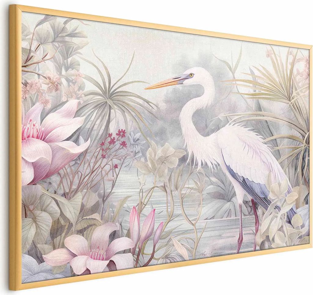 Posterpapier Poster - Heron Wading in a Pond - illustration in light colors 90x60 cm Tiere g-C-10155-ao-a