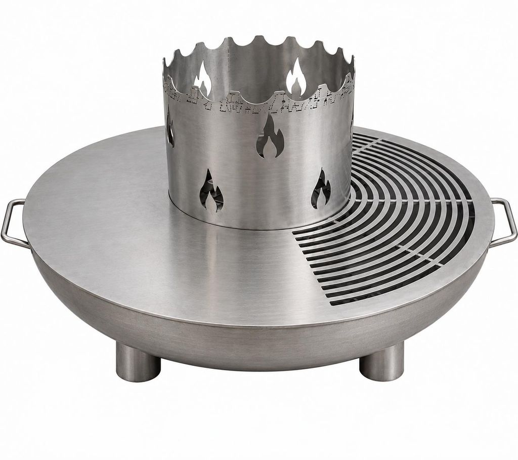 Grillplatte für Feuerschale 80 cm 800 mm Edelstahl Produktbild  KI-generiertes Bild