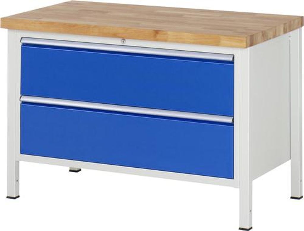 Werkbank mit 2 XXL Schubladen - Teilauszug - 270:2 - 840 x 1.250 x 700 mm (HxBxT) - Traglast 1.250 kg - Buche