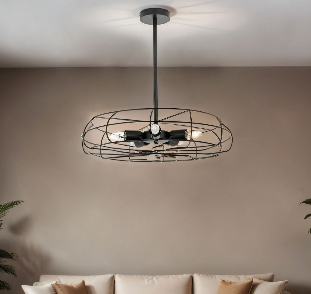 Deckenlampe Metall Retro Schwarz 5x E27 Esstisch Wohnzimmer Deckenleuchte