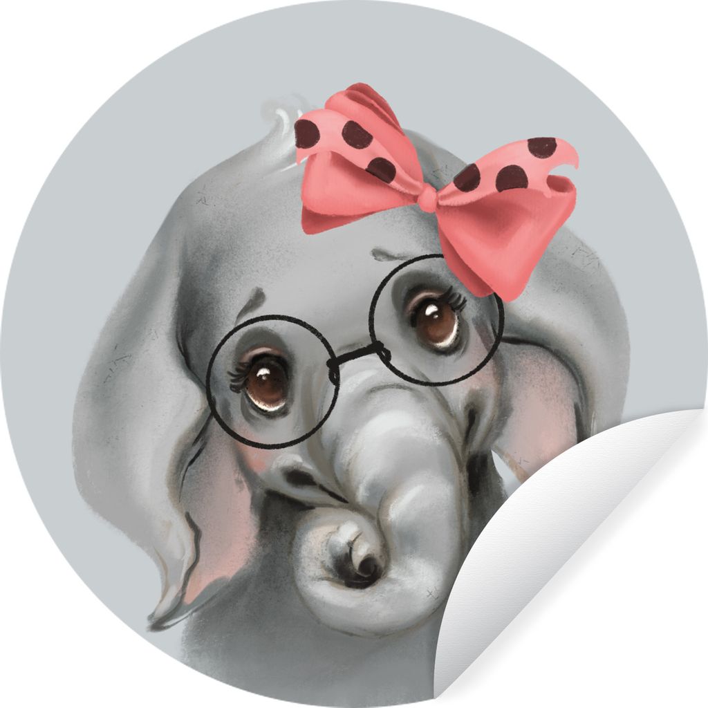 MuchoWow Runde Wandtattoo - Wandsticker Tapete Aufkleber Elefant - Kind - Bogen Ø 50 cm Selbstklebend und Repositionierbar - Wandaufkleber - Kre...