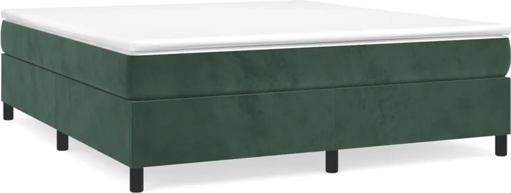 Sommier en Velours Vert Foncé 160x200 cm avec Structure Bois et Design