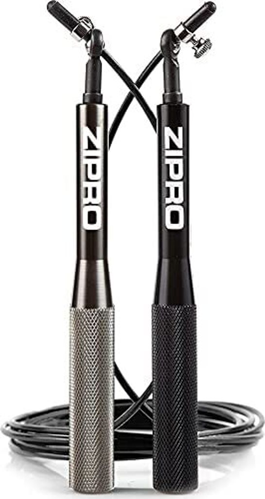 Zipro Profi Speed Rope Springseil mit Aluminium-Griffen – Highspeed Kugellager für CrossFit, Boxen Double Unders Verstellbares Stahlseil Ergonom...
