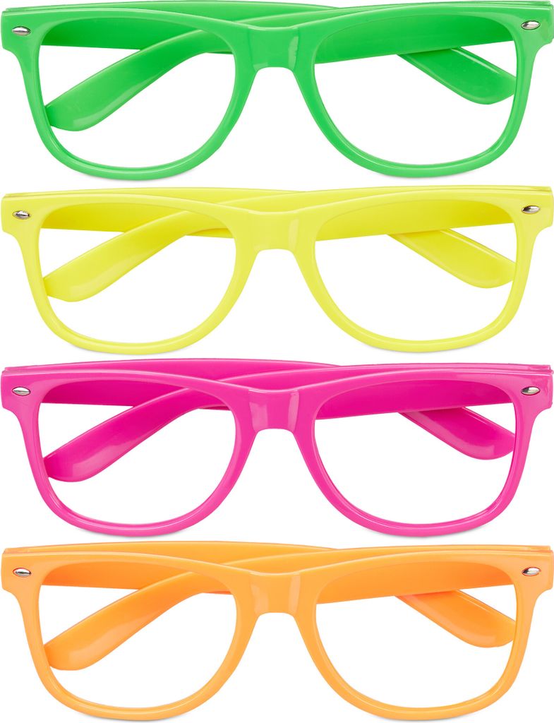 Relaxdays Partybrille 4er Set, lustige Brillen für Fasching Produktbild 