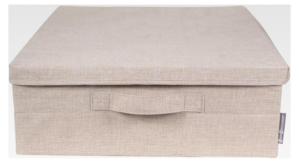 Faltbare Aufbewahrungsbox für Decken, Kleidung, Kissen, Spielzeug und mehr – Aufbewahrungslösung aus Polyester und Pappe – beige