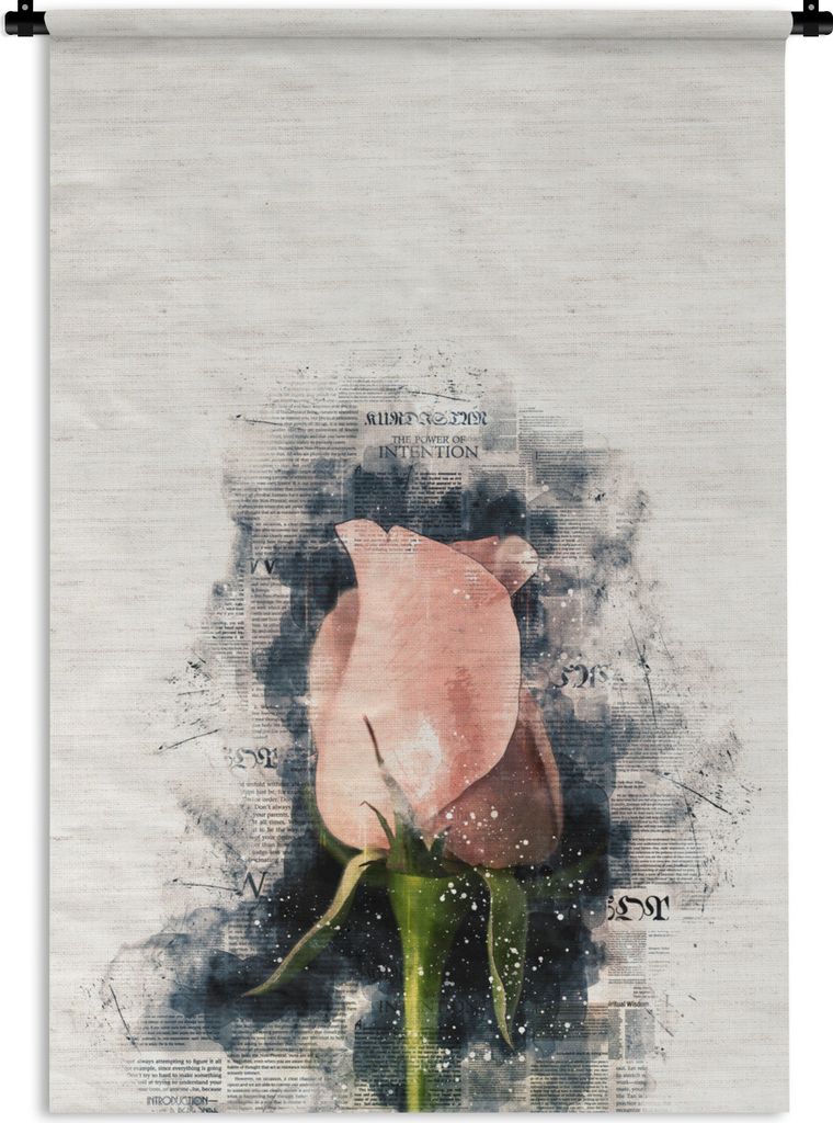 MuchoWow Wandteppich Wandbehang Rosa Blume mit abstraktem Leuchten 90x135 cm Tapisserie Dekoration Wandtuch - Baumwolle - Wandskulptur