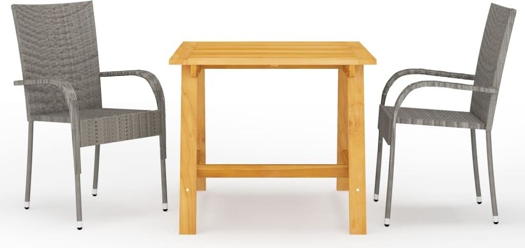 "Rabatt" 3-tlg. Garten-Essgruppe - mit tishe & Stuhl - Grau - Lounge-Dining set CC2889