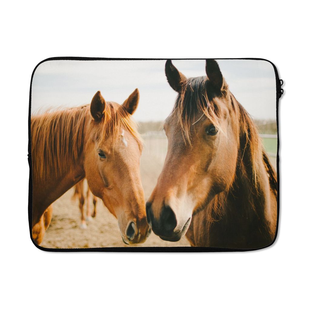 MuchoWow Laptop Hülle 17 Zoll Laptoptasche Pferd - Strand - Tiere - Zipper - Schutzabdeckung
