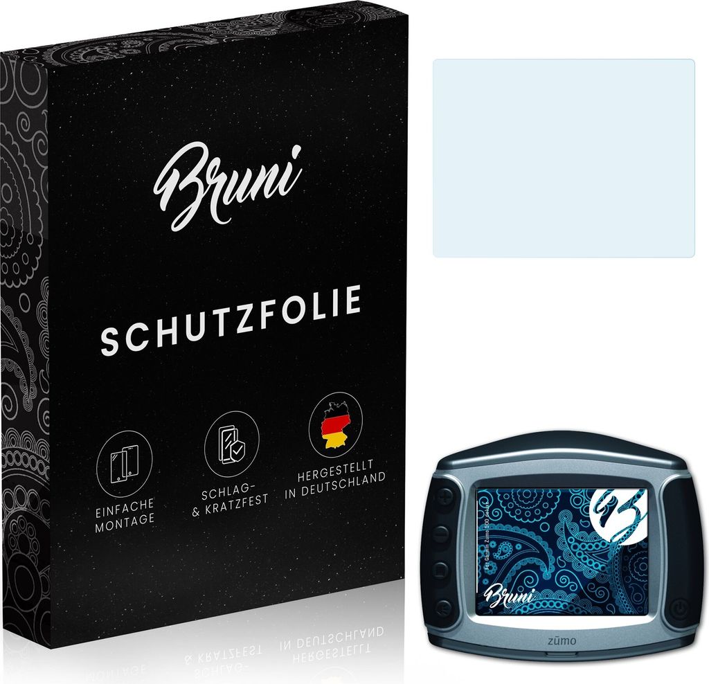 Bruni Basics-Clear 2x Schutzfolie kompatibel mit Garmin Zumo 500 deluxe Folie