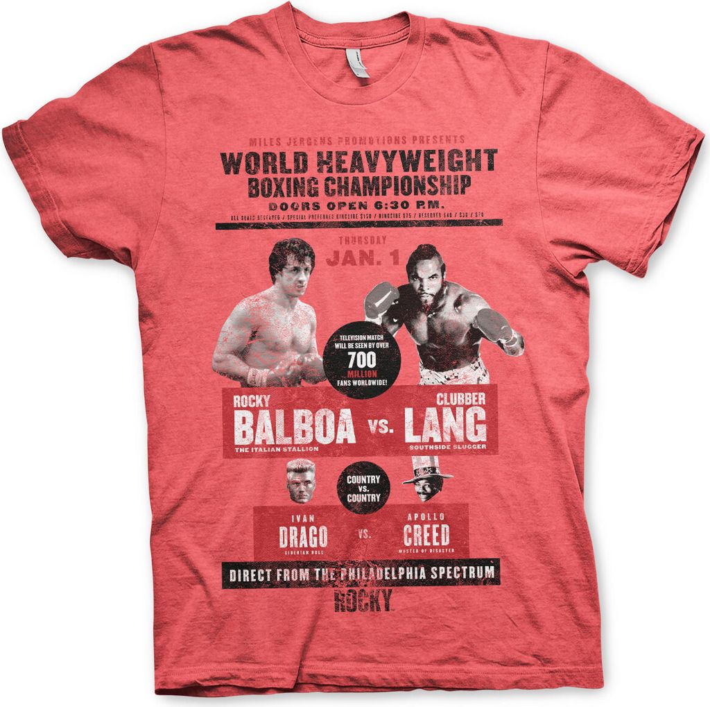 Rocky - World Heavyweight Poster T-Shirt - XX-Large - Red-Heather