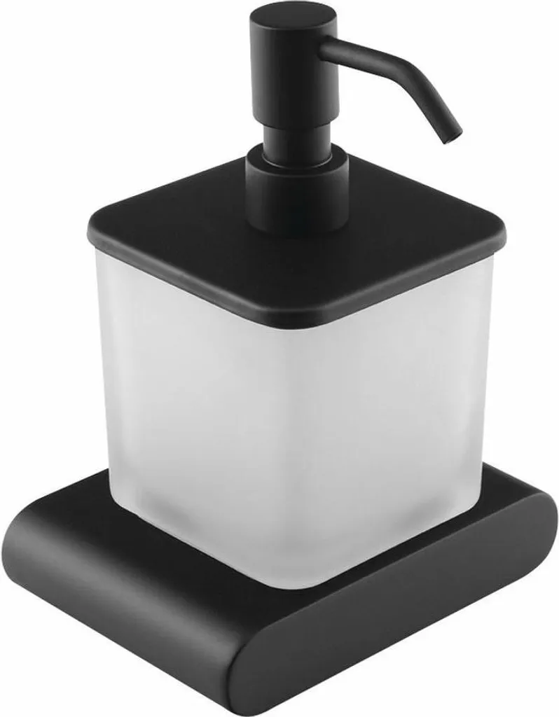 Distributeur Savon Sapho Flori Verre Milky et Support Noir Mat Anti-Trace