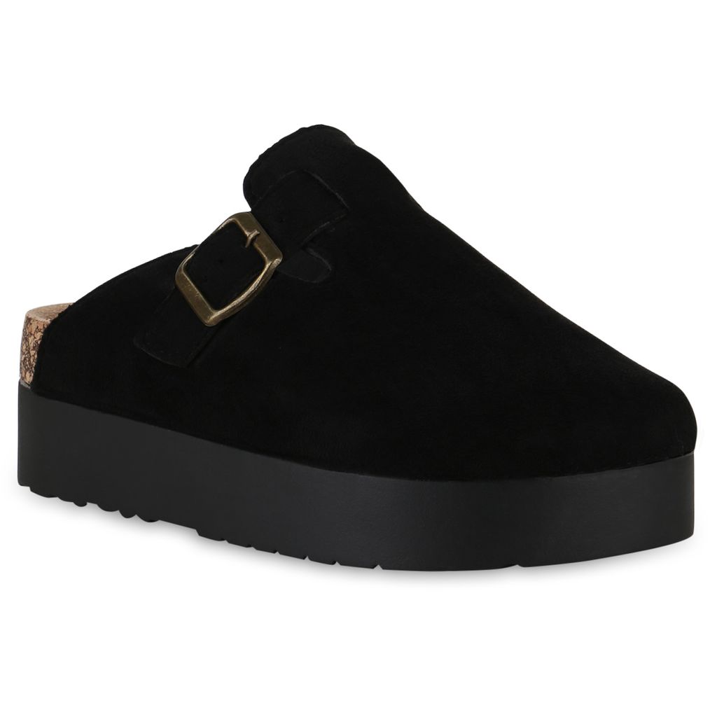 VAN HILL Damen Pantoffeln Hausschuhe Plateau Profil-Sohle Produktbild 