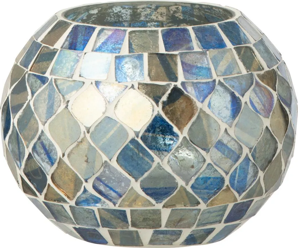 Photophore Gris Bleu J-Line - Créer une Ambiance Cosy avec la Mosaïque