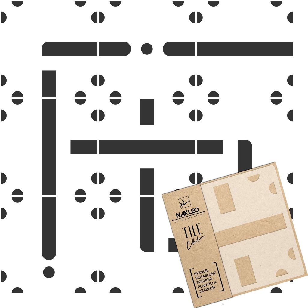 Tile Fliesen Schablone zum Malen 6 Stück Set 30x30 cm, Paredes Abstrakte Geometrie Modern, Kunststoff Wiederverwendbare Bodenschablone DIY