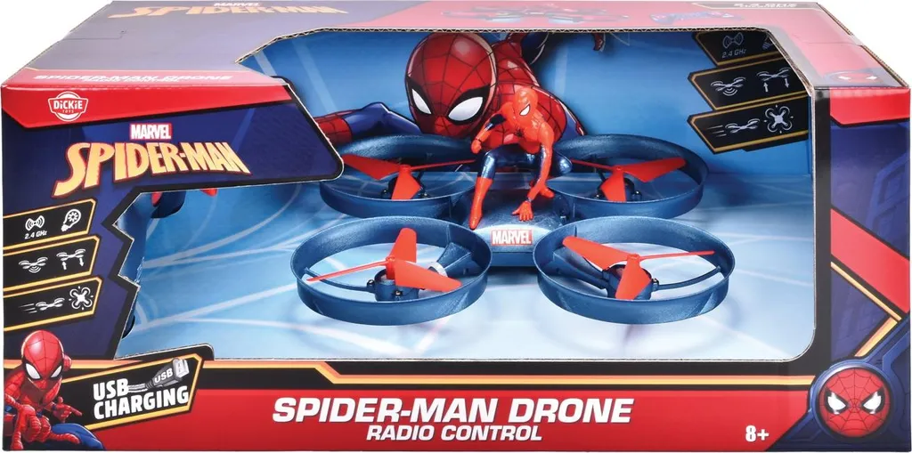Drone Spider-Man 203225004 Dickie Toys avec Fonctions Vol et Sol Marvel