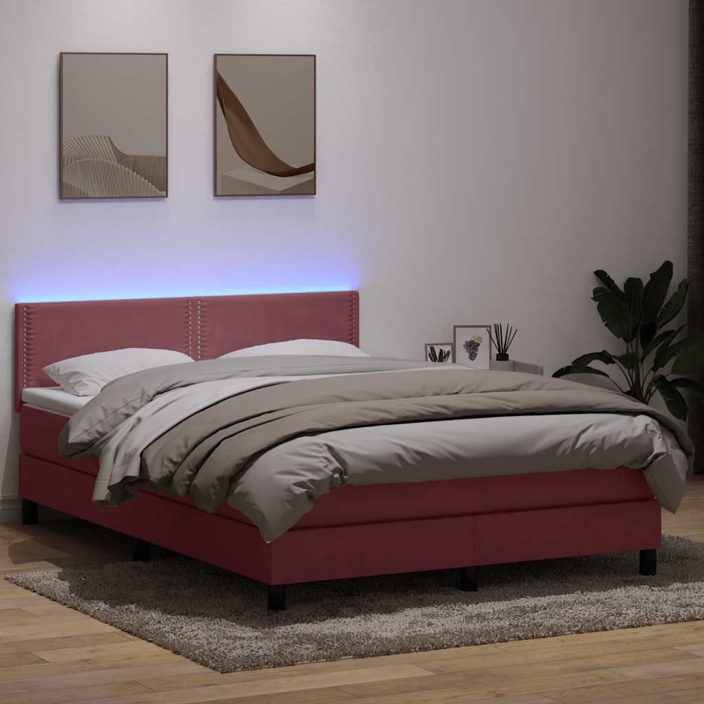 Maison Exclusive - Boxspringbett mit Matratze & LED Rosa 160x210 cm Samt