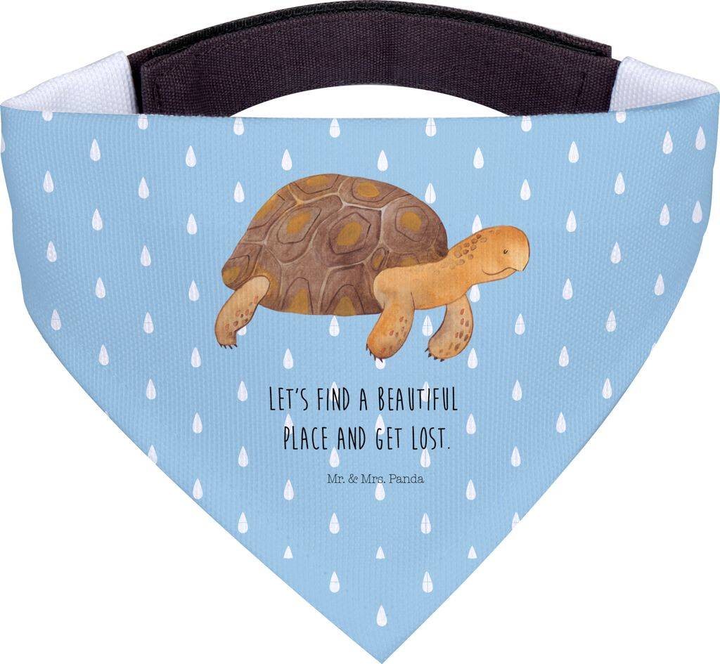 Mr. & Mrs. Panda Hunde Halstuch Schildkröte Marschieren - Blau Pastell - Geschenk, Tuch für, Hund, Hunde-Halstuch, Inspiration, Motivation, Meer,...